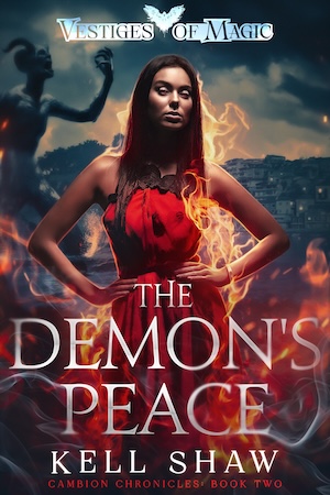 The cover of Reflections by Kell Shaw, showing the protagonist surrounded by a halo of fire against a city scape. It's also raining.